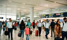 Indian travellers at international airport
